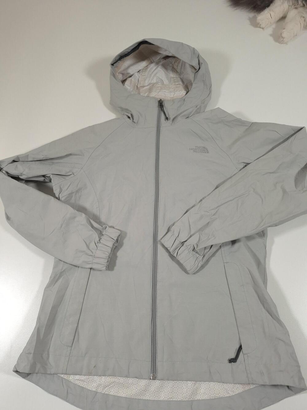 The North Face Jacket Womens Small Gray HyVent Hooded Rain Wind Waterproof FLAW
